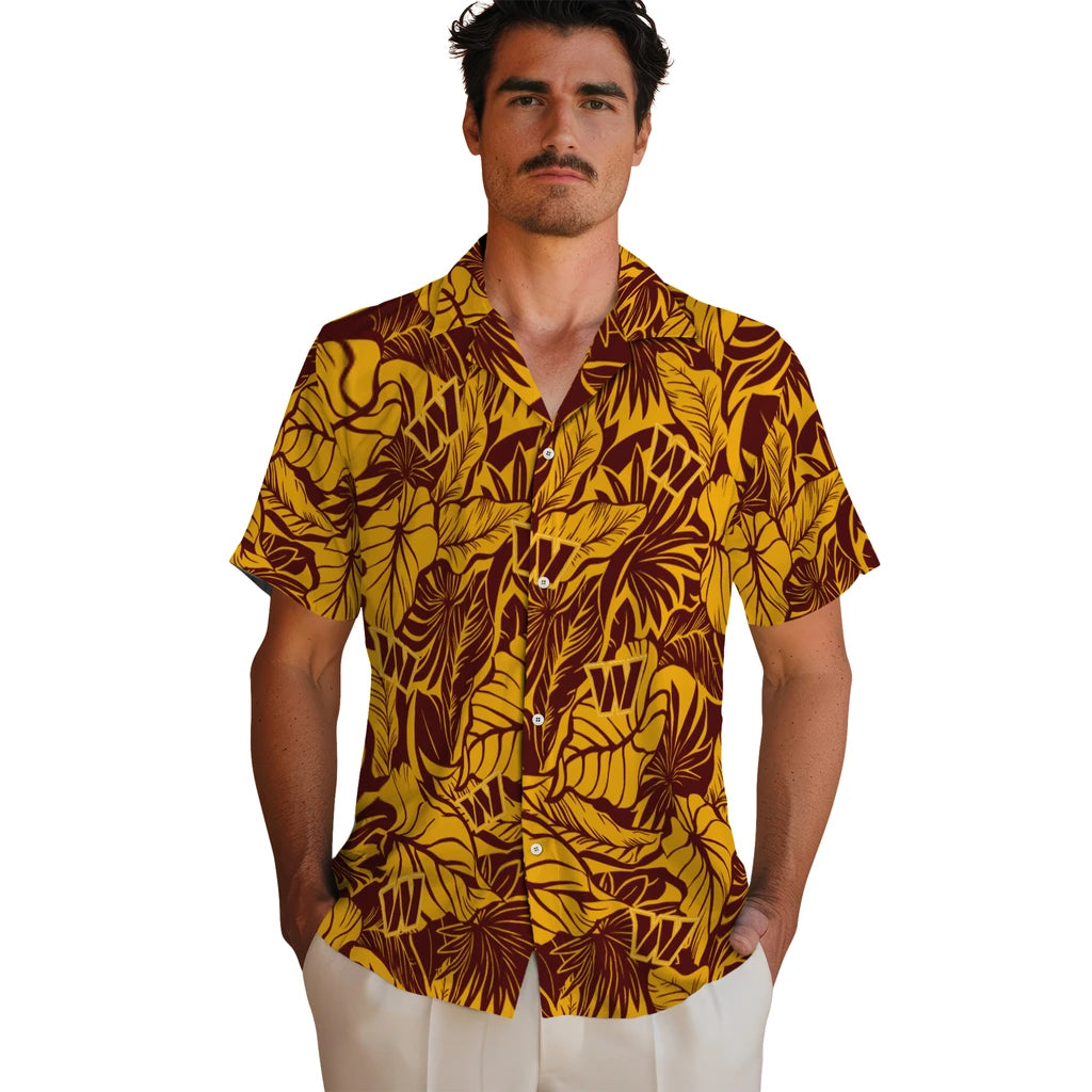 Washington Commanders Hawaiian Shirt - Monstera Layer | Moonbestprint