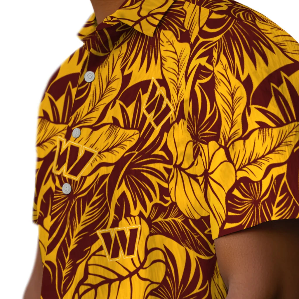 Washington Commanders Hawaiian Shirt - Monstera Layer | Moonbestprint