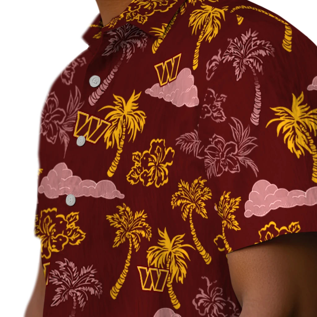 Washington Commanders Hawaiian Shirt - Palm And Clouds | Moonbestprint