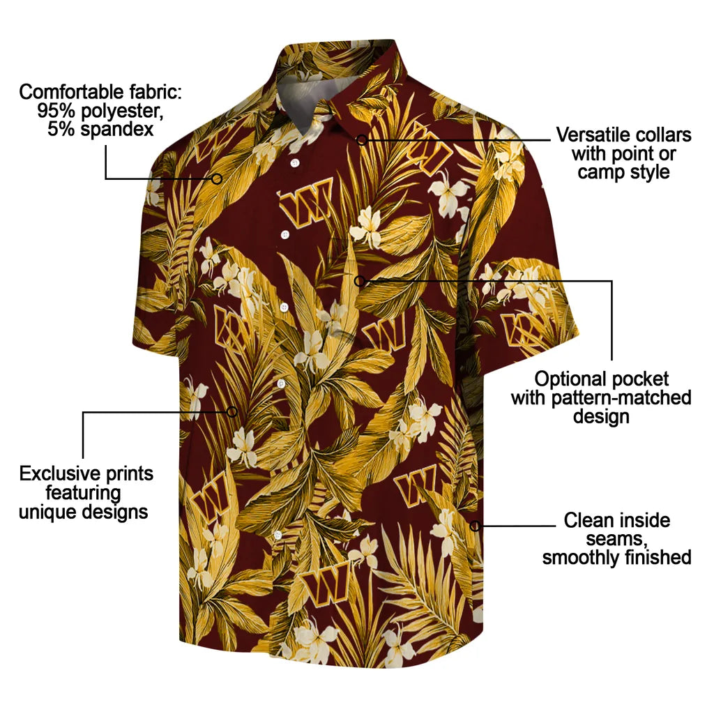 Washington Commanders Hawaiian Shirt - Palm Leaves | Moonbestprint