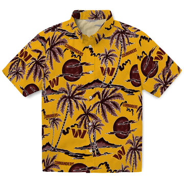 Washington Commanders Hawaiian Shirt - Palm Sunset | Moonbestprint