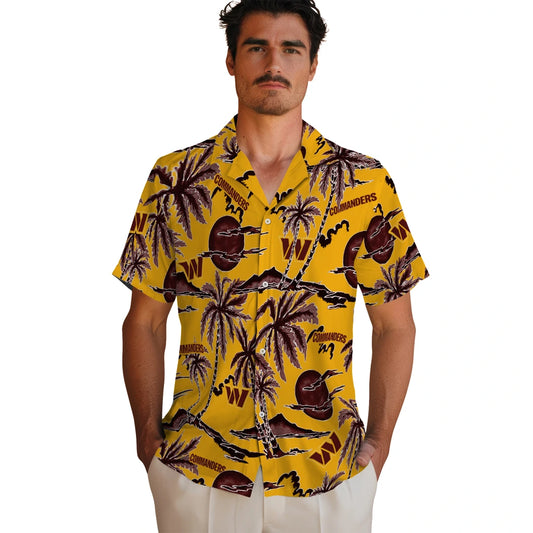 Washington Commanders Hawaiian Shirt - Palm Sunset | Moonbestprint