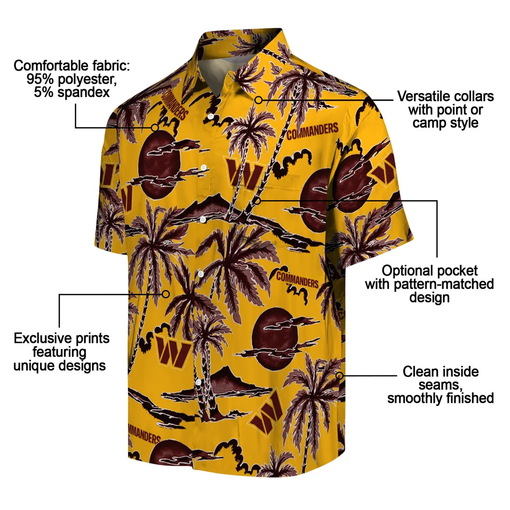 Washington Commanders Hawaiian Shirt - Palm Sunset | Moonbestprint