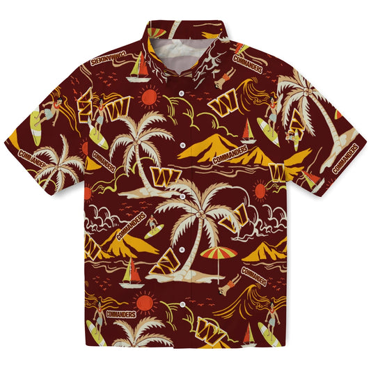 Washington Commanders Hawaiian Shirt - Palm Tree Island | Moonbestprint