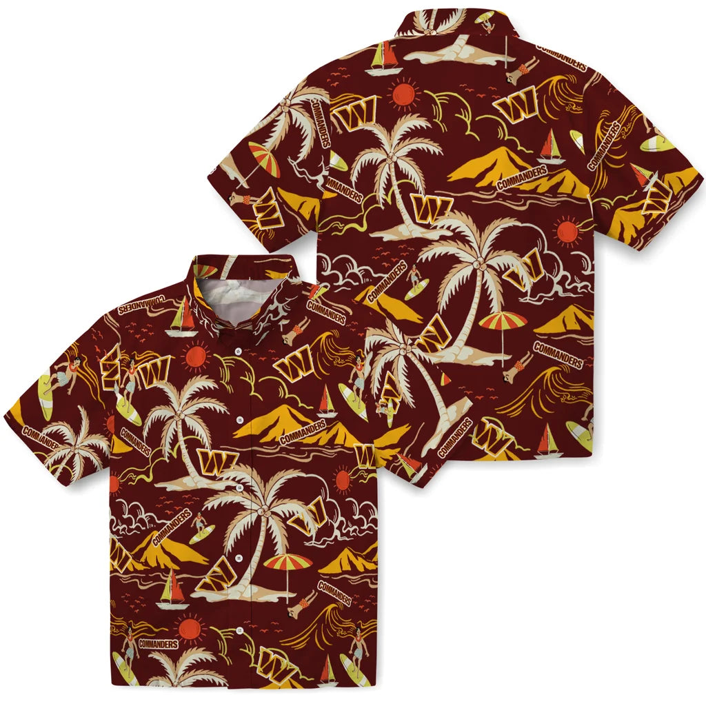 Washington Commanders Hawaiian Shirt - Palm Tree Island | Moonbestprint
