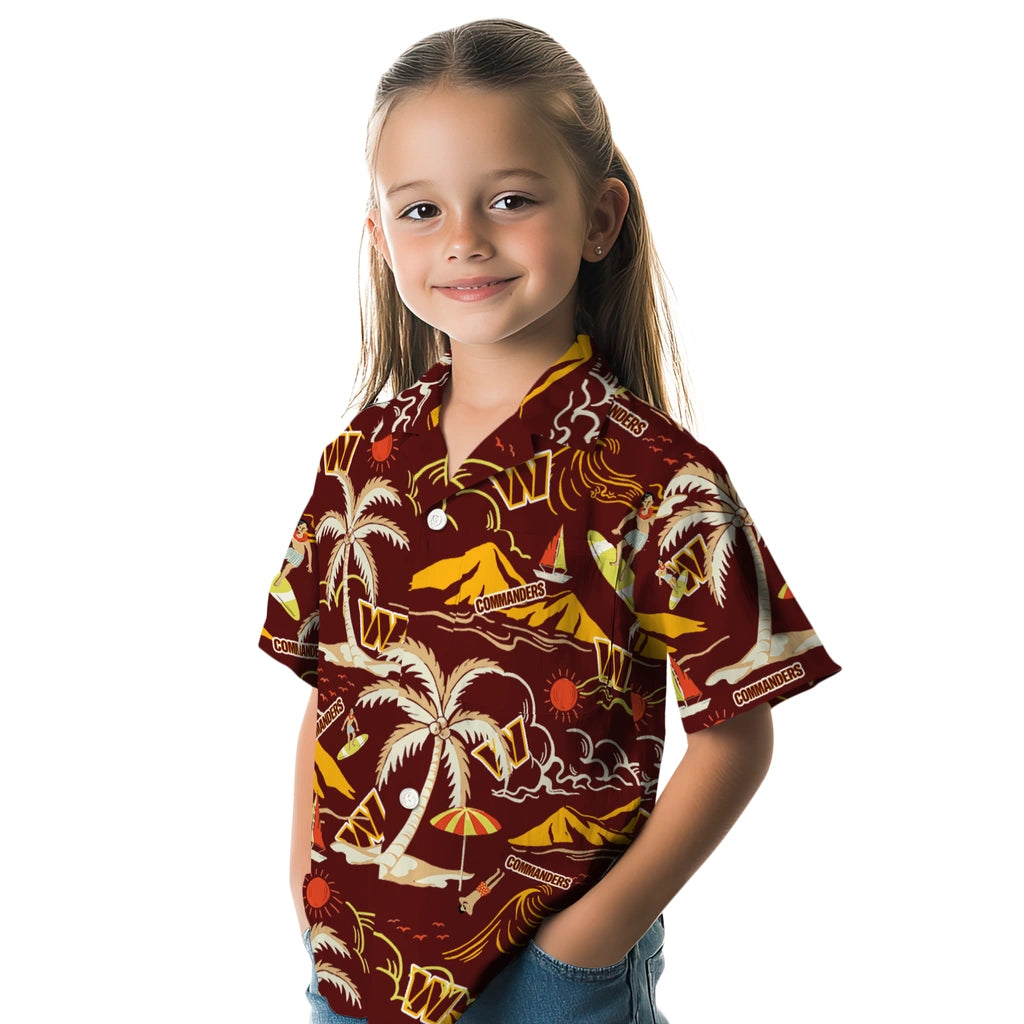 Washington Commanders Hawaiian Shirt - Palm Tree Island | Moonbestprint