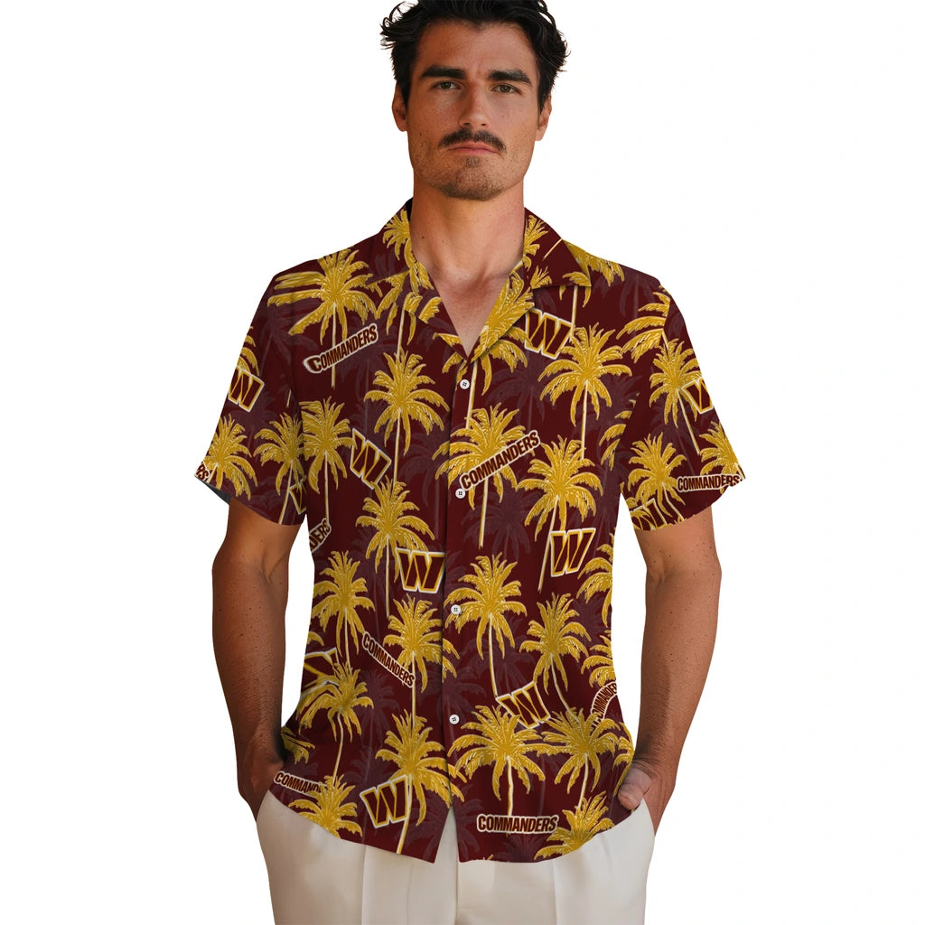 Washington Commanders Hawaiian Shirt - Palm Tree Motif | Moonbestprint