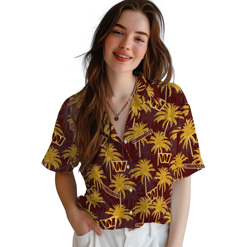 Washington Commanders Hawaiian Shirt - Palm Tree Motif | Moonbestprint