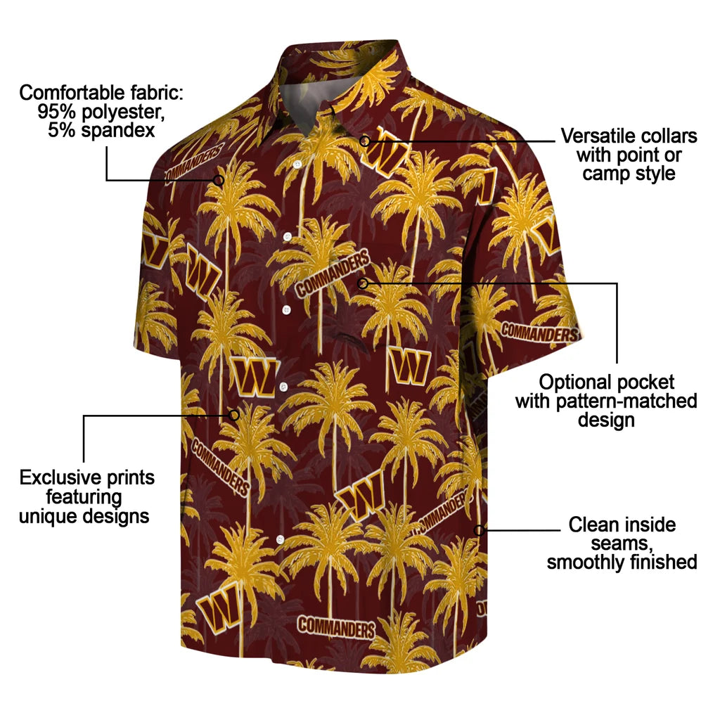 Washington Commanders Hawaiian Shirt - Palm Tree Motif | Moonbestprint