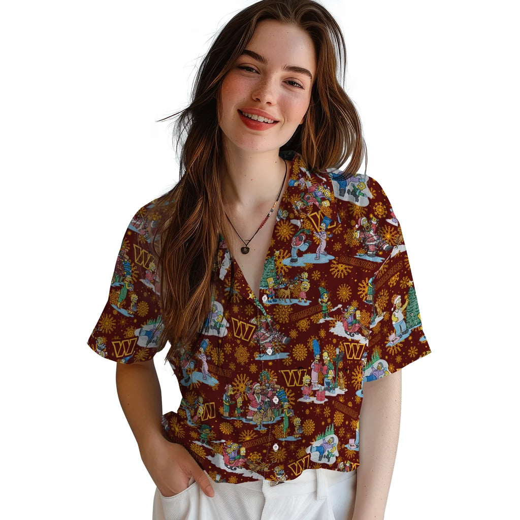 Washington Commanders Hawaiian Shirt - Simpsons Christmas | Moonbestprint