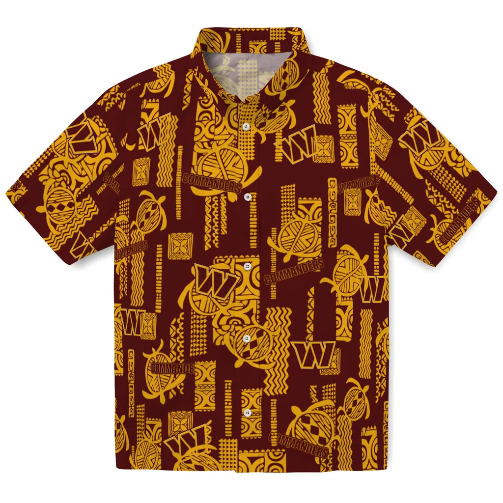 Washington Commanders Hawaiian Shirt - Turtle Lines | Moonbestprint