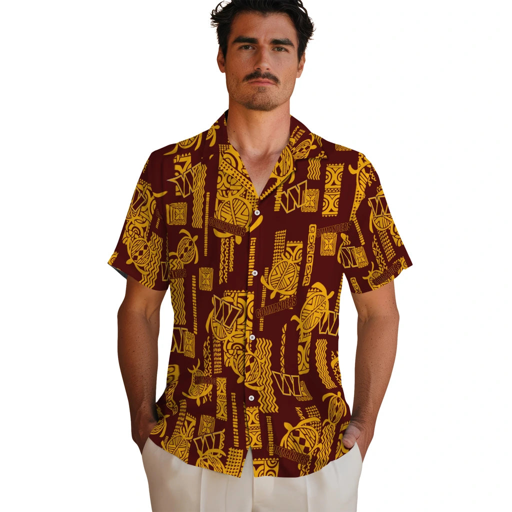 Washington Commanders Hawaiian Shirt - Turtle Lines | Moonbestprint