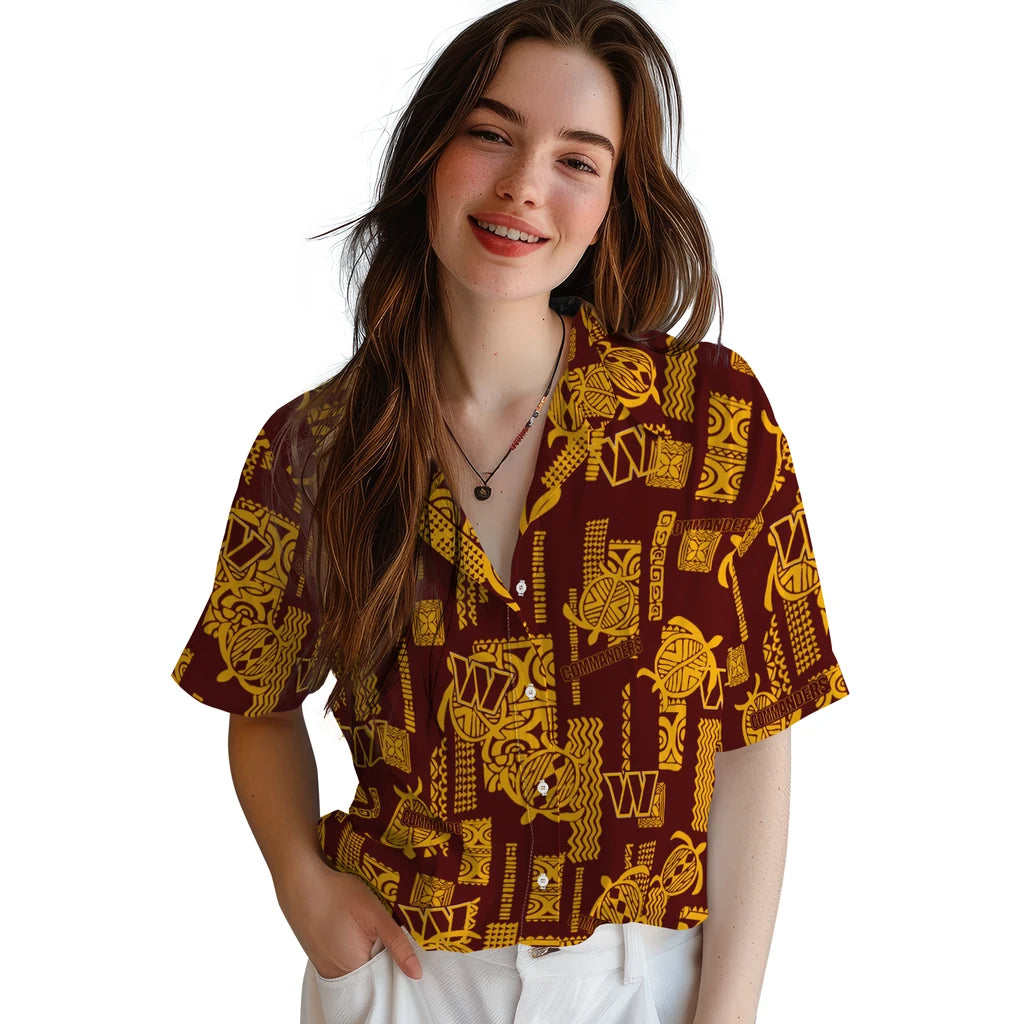 Washington Commanders Hawaiian Shirt - Turtle Lines | Moonbestprint