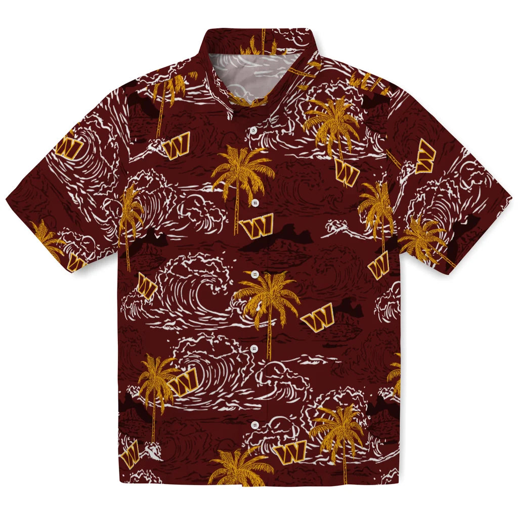 Washington Commanders Hawaiian Shirt - Wave Palm | Moonbestprint