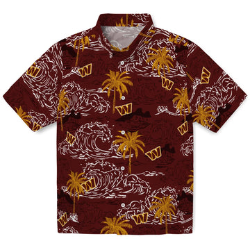 Washington Commanders Hawaiian Shirt - Wave Palm | Moonbestprint