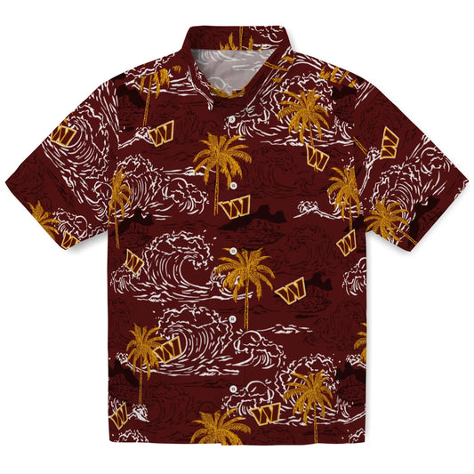 Washington Commanders Hawaiian Shirt - Wave Palm | Moonbestprint