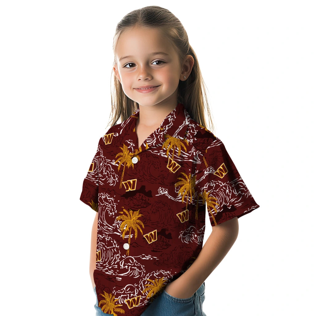 Washington Commanders Hawaiian Shirt - Wave Palm | Moonbestprint