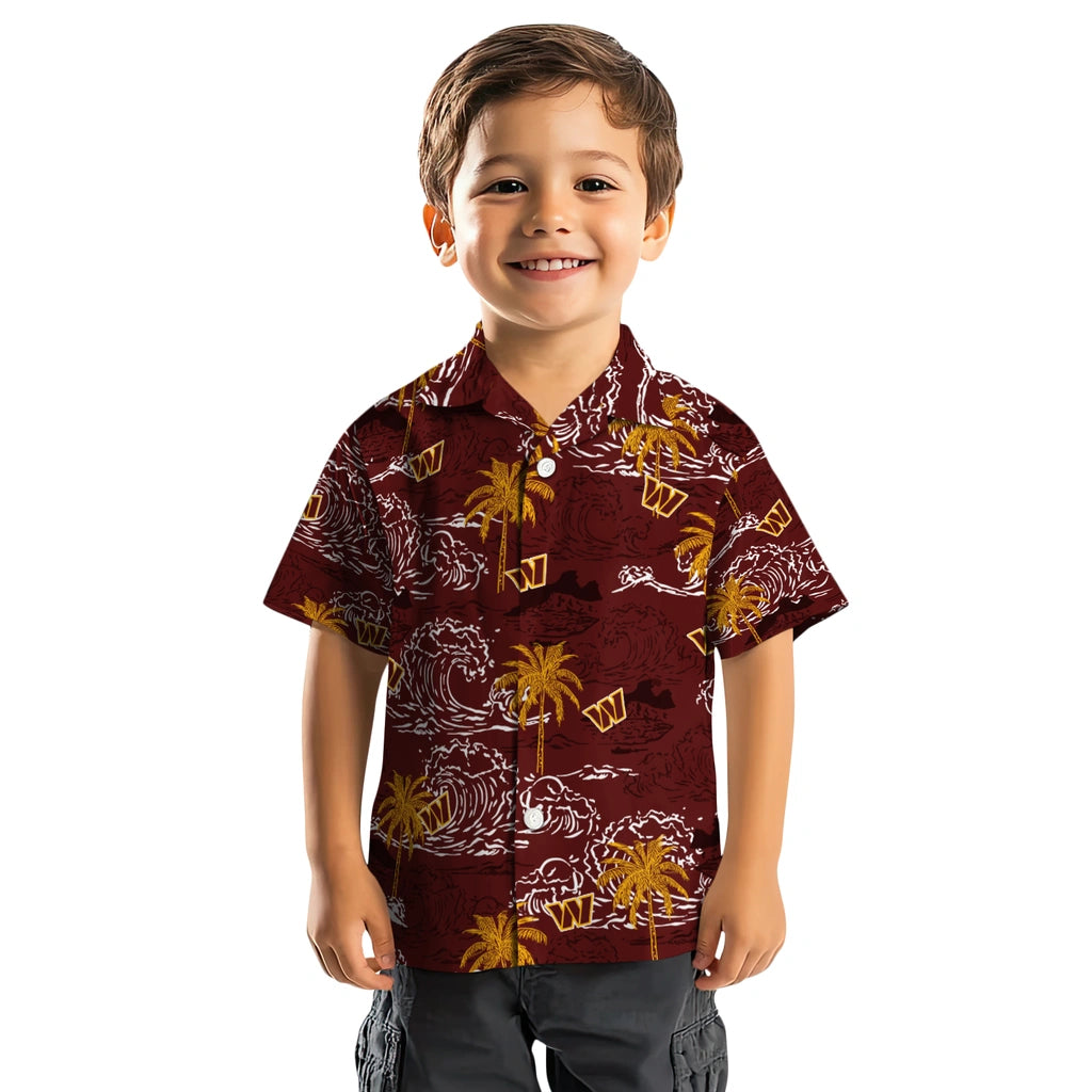 Washington Commanders Hawaiian Shirt - Wave Palm | Moonbestprint