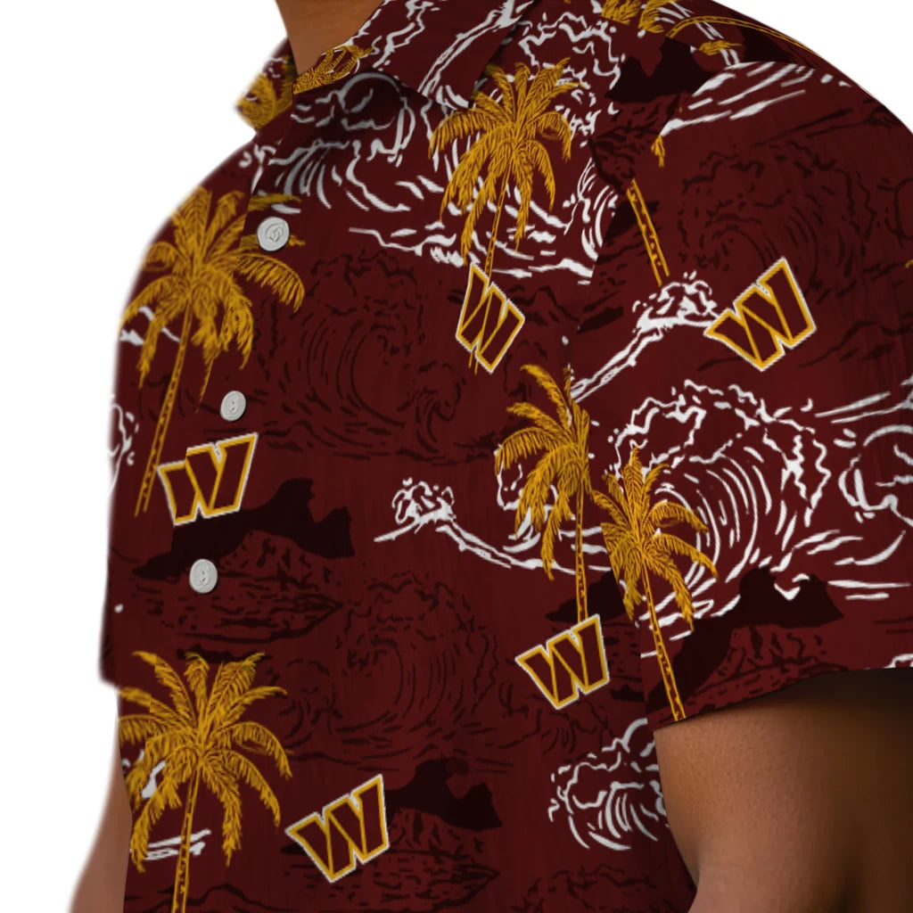 Washington Commanders Hawaiian Shirt - Wave Palm | Moonbestprint