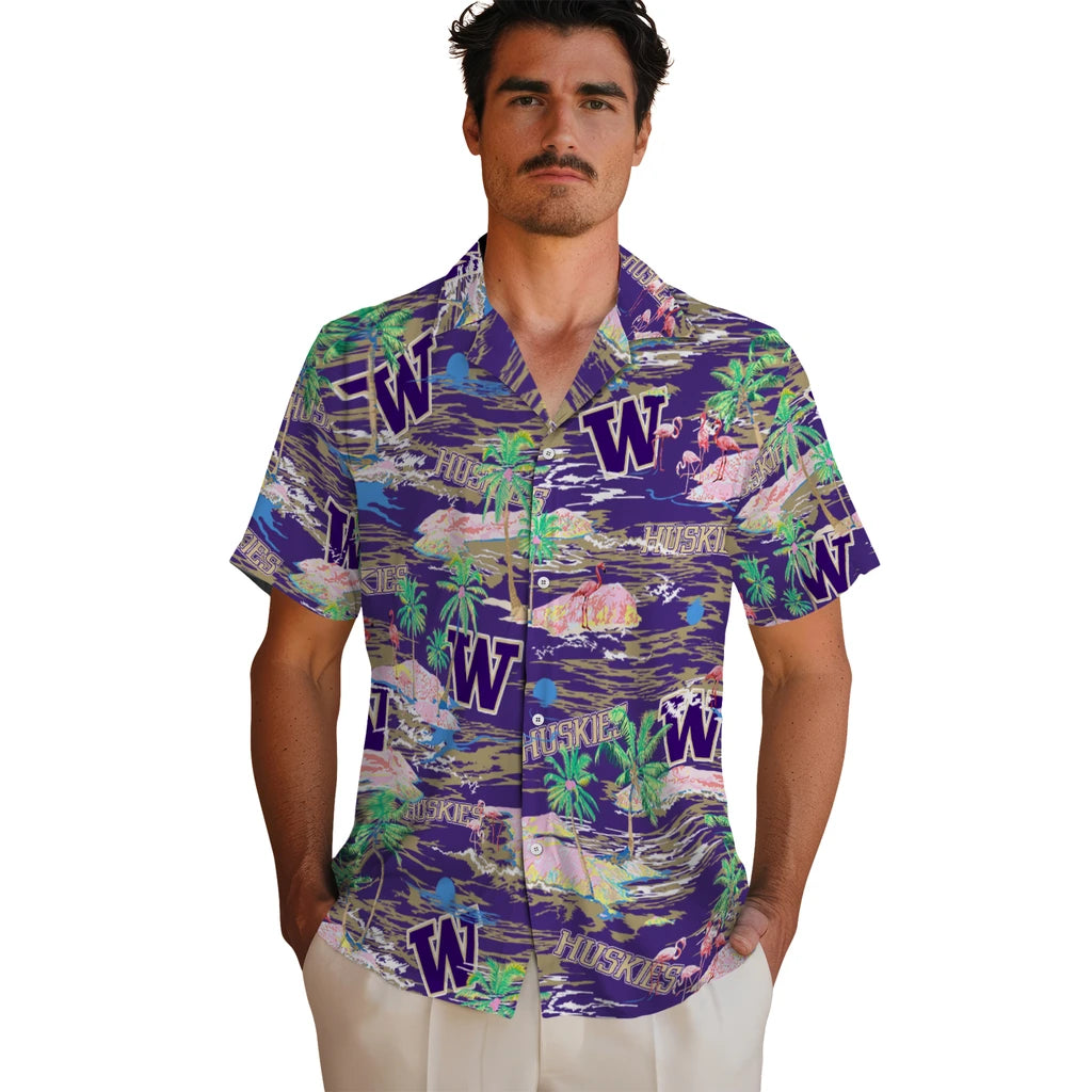 Washington Huskies Flamingo Retreat 2026 Hawaiian Shirt – Moonbestprint