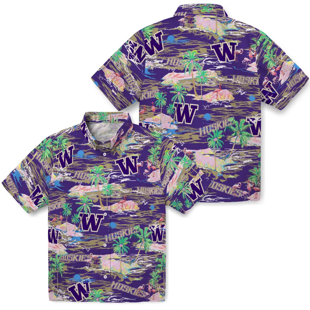 Washington Huskies Flamingo Retreat 2026 Hawaiian Shirt – Moonbestprint