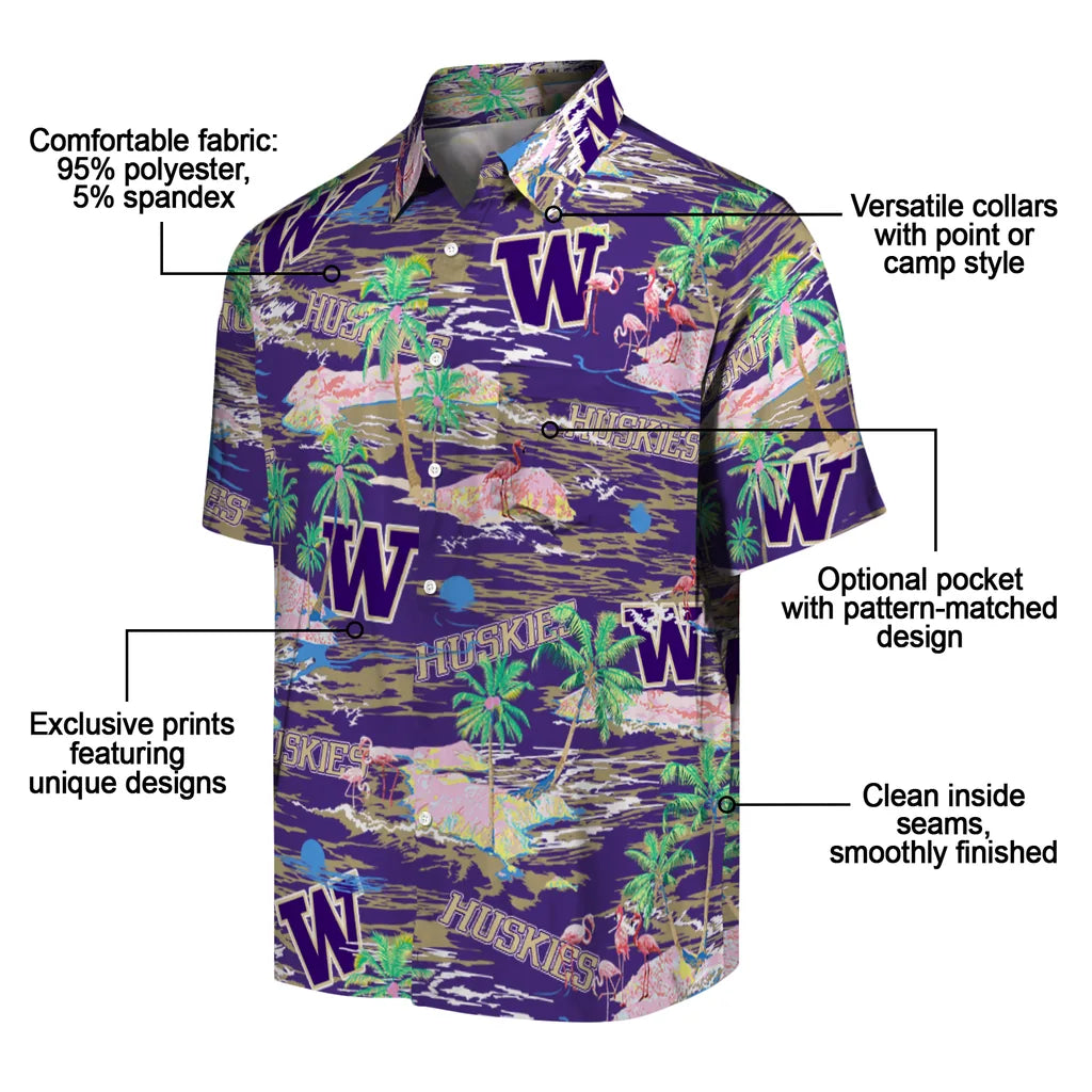 Washington Huskies Flamingo Retreat 2026 Hawaiian Shirt – Moonbestprint