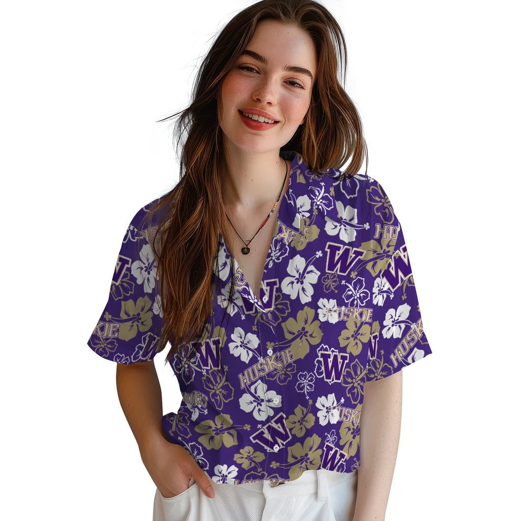 Washington Huskies Hibiscus Bloom Hawaiian Shirt – Moonbestprint