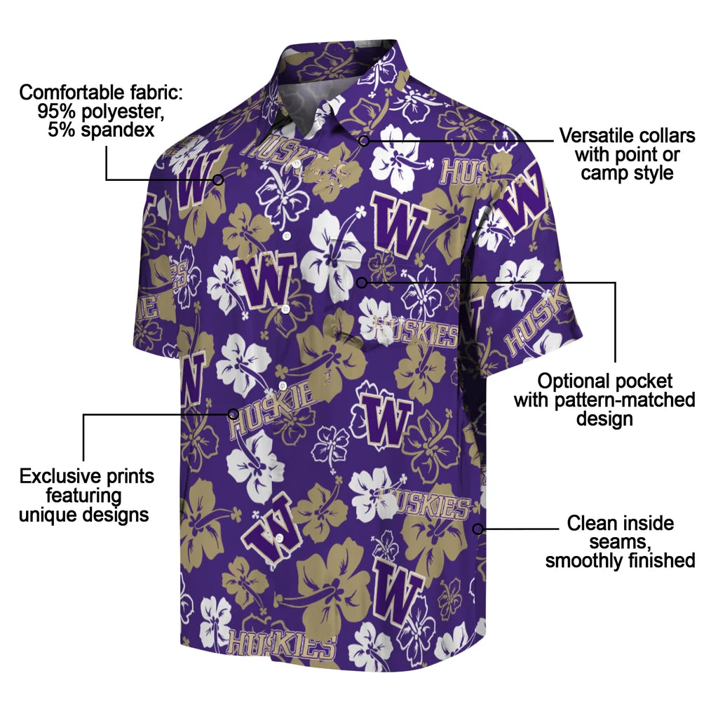 Washington Huskies Hibiscus Bloom Hawaiian Shirt – Moonbestprint