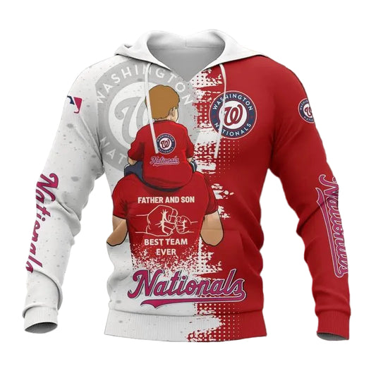 Washington Nationals Dad And Son MLB All Over Print Hoodie -Moonbestprint