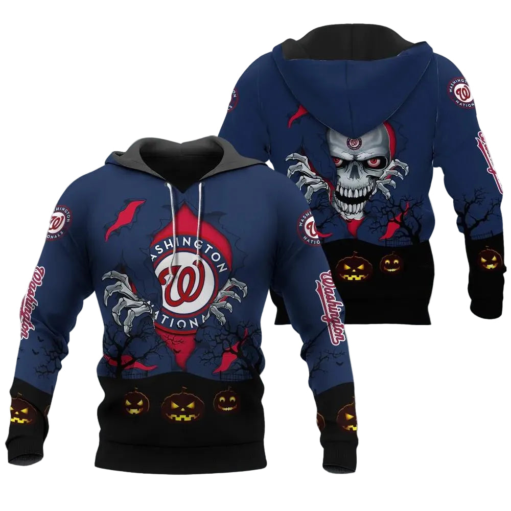 Washington Nationals Halloween 3D MLB All Over Print Hoodie -Moonbestprint