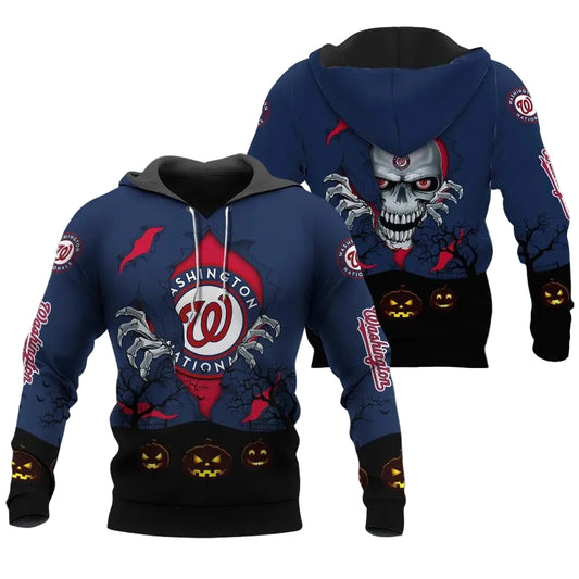 Washington Nationals Halloween 3D MLB All Over Print Hoodie -Moonbestprint