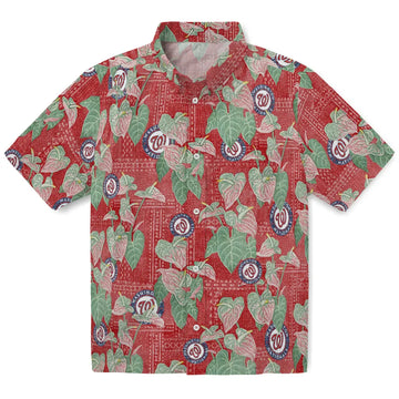 Washington Nationals Hawaiian Shirt - Anthurium Overlay | Moonbestprint