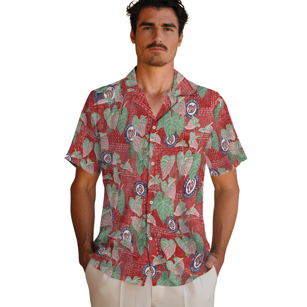 Washington Nationals Hawaiian Shirt - Anthurium Overlay | Moonbestprint
