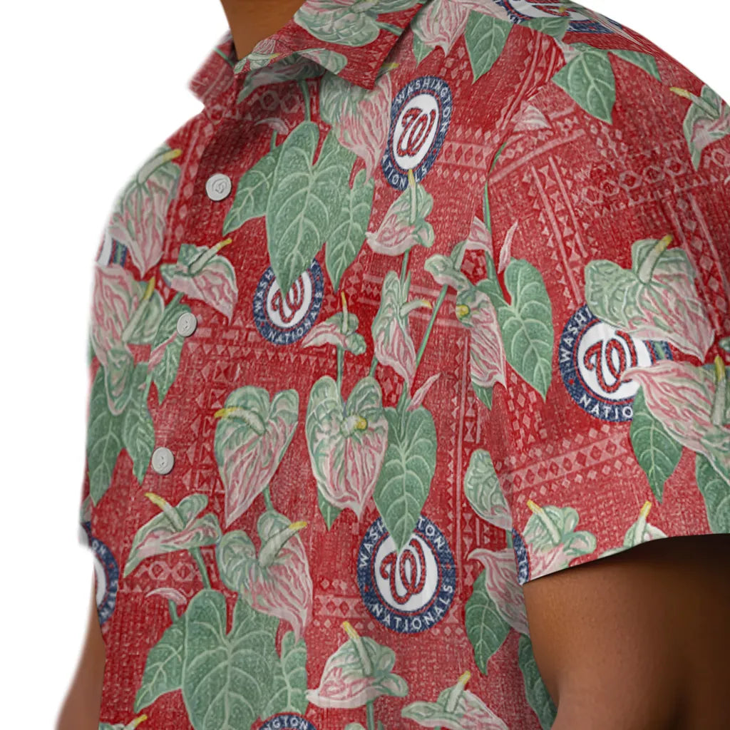 Washington Nationals Hawaiian Shirt - Anthurium Overlay | Moonbestprint