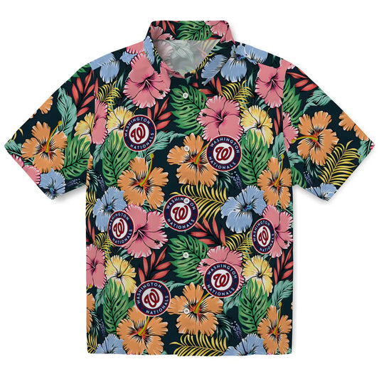 Washington Nationals Hawaiian Shirt - Brilliant Hibiscus Garden | Moonbestprint