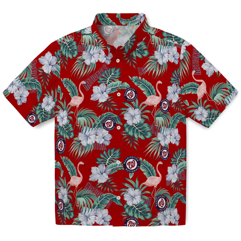 Washington Nationals Hawaiian Shirt - Flamingo and Hibiscus | Moonbestprint