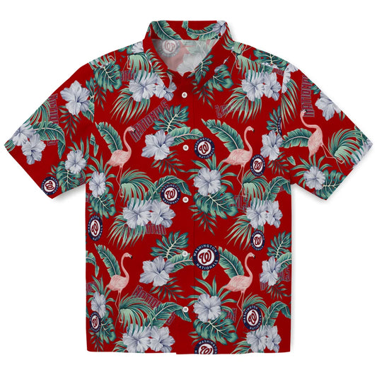 Washington Nationals Hawaiian Shirt - Flamingo and Hibiscus | Moonbestprint