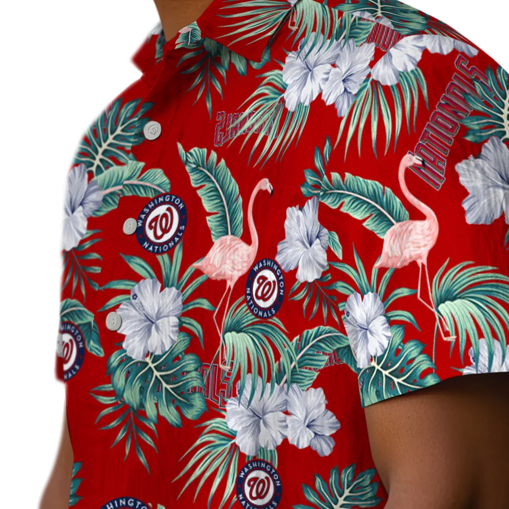 Washington Nationals Hawaiian Shirt - Flamingo and Hibiscus | Moonbestprint