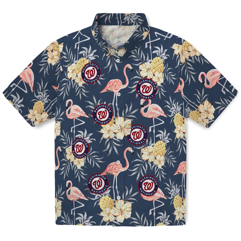 Washington Nationals Hawaiian Shirt - Flamingo Hibiscus | Moonbestprint