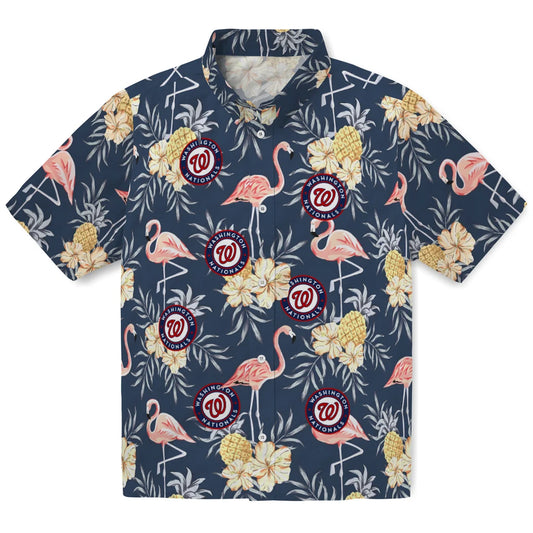 Washington Nationals Hawaiian Shirt - Flamingo Hibiscus | Moonbestprint