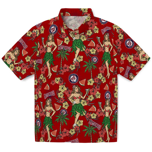 Washington Nationals Hawaiian Shirt - Hawaiian Girls Design | Moonbestprint