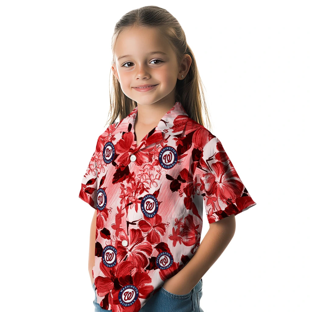 Washington Nationals Hawaiian Shirt - Hibiscus Arrangement | Moonbestprint