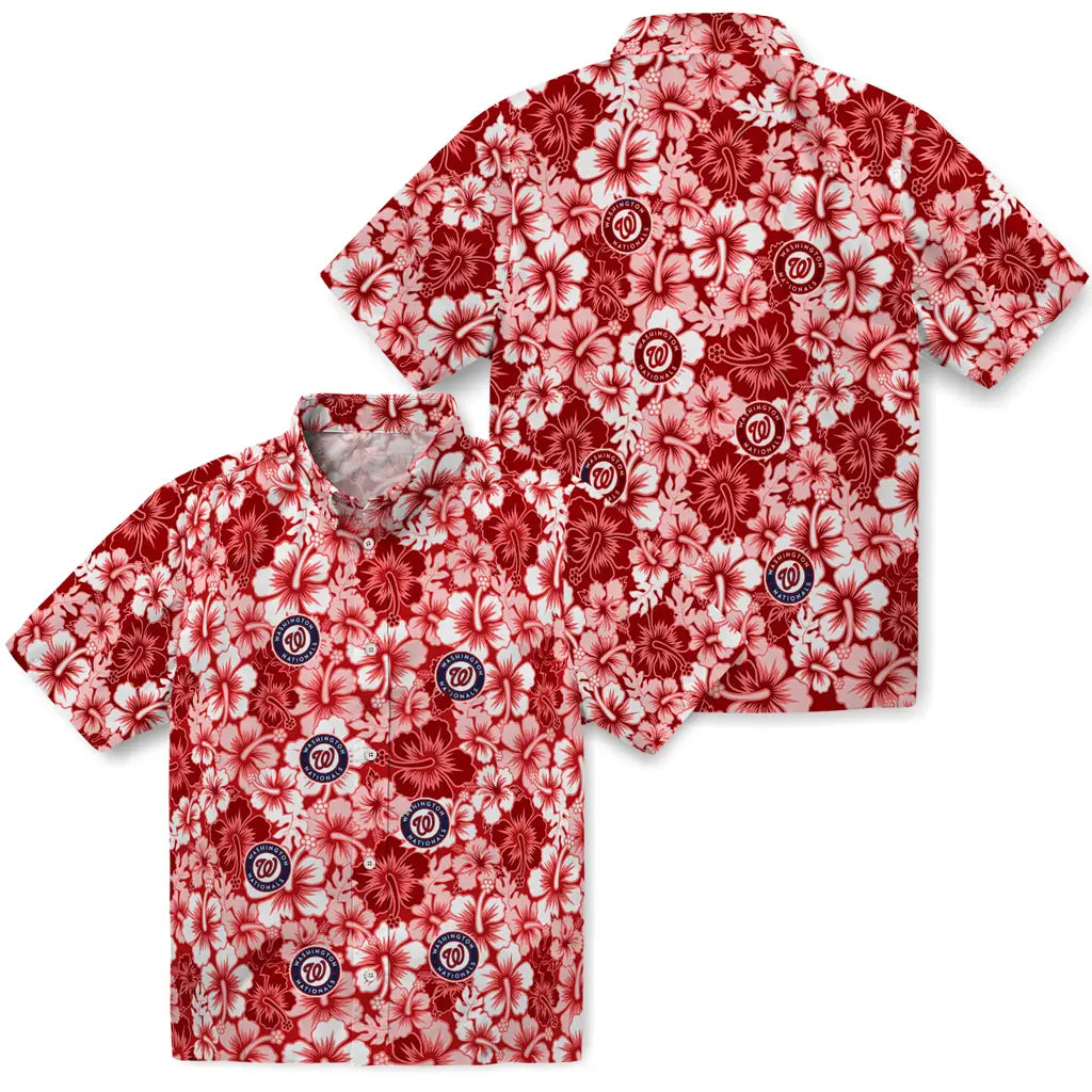 Washington Nationals Hawaiian Shirt - Hibiscus Blooms | Moonbestprint