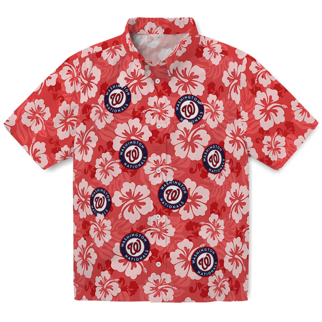 Washington Nationals Hawaiian Shirt - Hibiscus Cluster | Moonbestprint