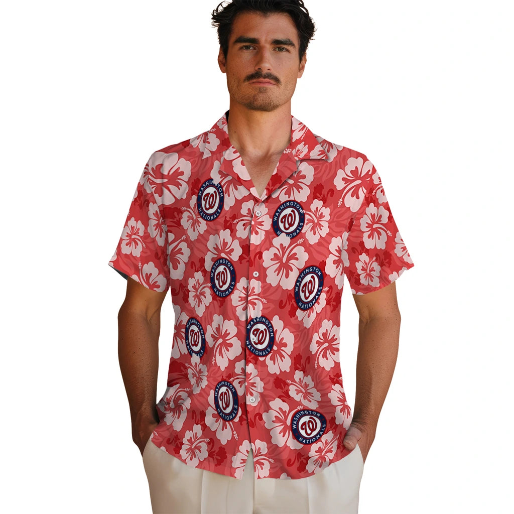 Washington Nationals Hawaiian Shirt - Hibiscus Cluster | Moonbestprint