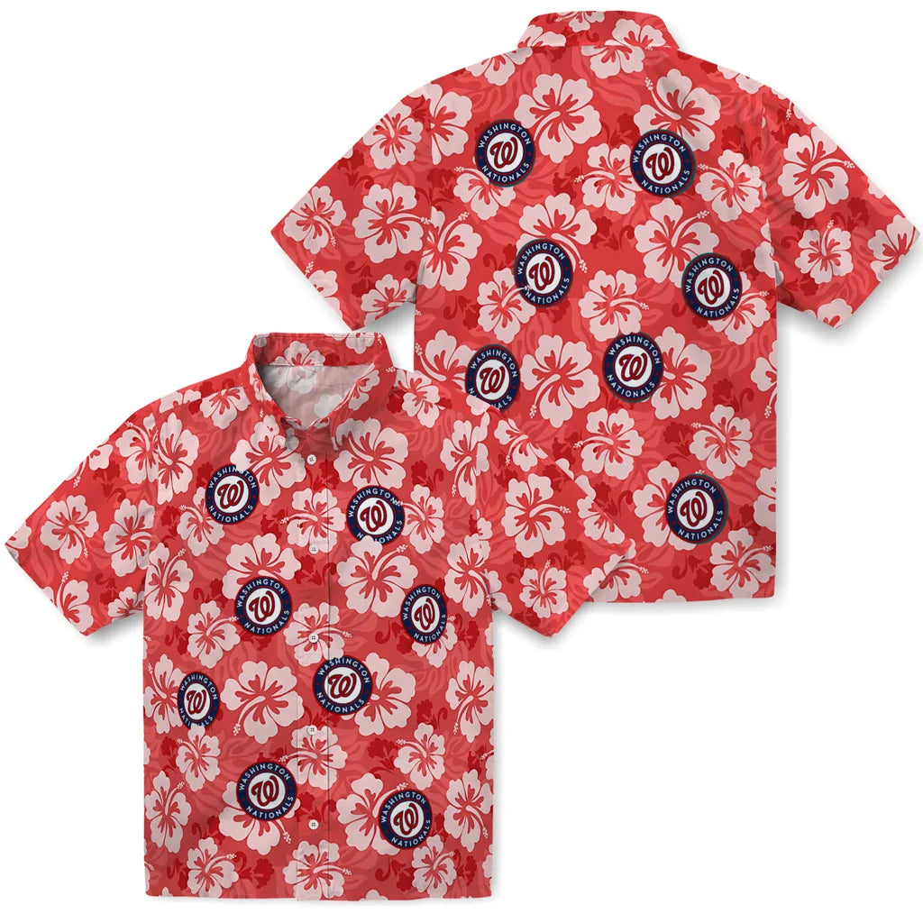 Washington Nationals Hawaiian Shirt - Hibiscus Cluster | Moonbestprint