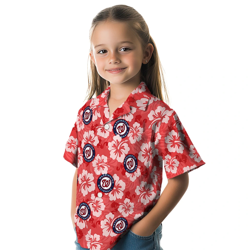 Washington Nationals Hawaiian Shirt - Hibiscus Cluster | Moonbestprint