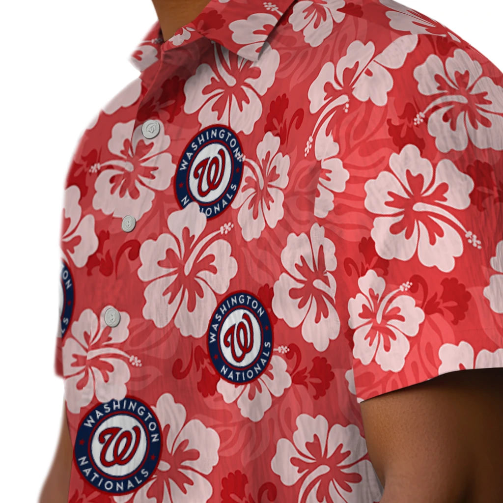 Washington Nationals Hawaiian Shirt - Hibiscus Cluster | Moonbestprint