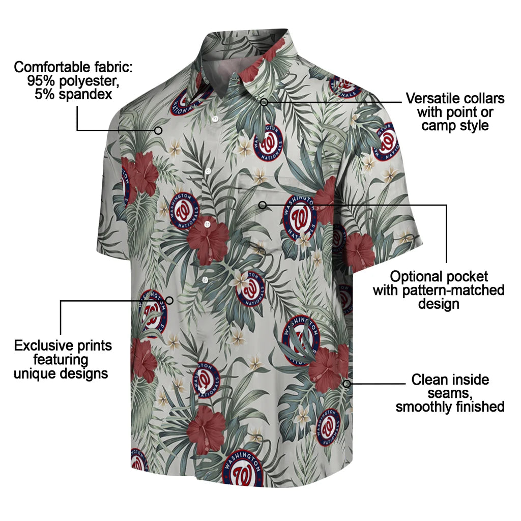 Washington Nationals Hawaiian Shirt - Hibiscus Designs | Moonbestprint