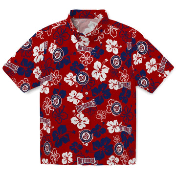 Washington Nationals Hawaiian Shirt - Hibiscus Flower Design | Moonbestprint